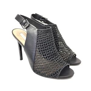 🌹Cynthia Vincent Black Woven Leather Heels🌹